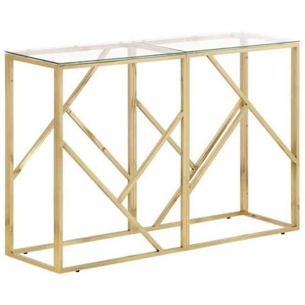 Konsolbord til indgang, stuebord i forkromet rustfrit stål og hærdet glas DEC031983 Guld