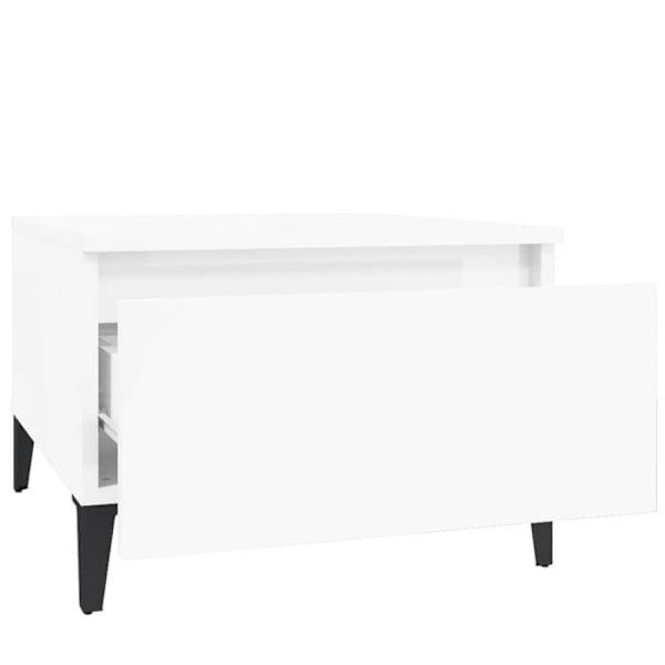 Sæt af 2 sideborde med skuffe 50 x 46 x 35cm i hvidt ingeniørtræ DEC032653 Vit