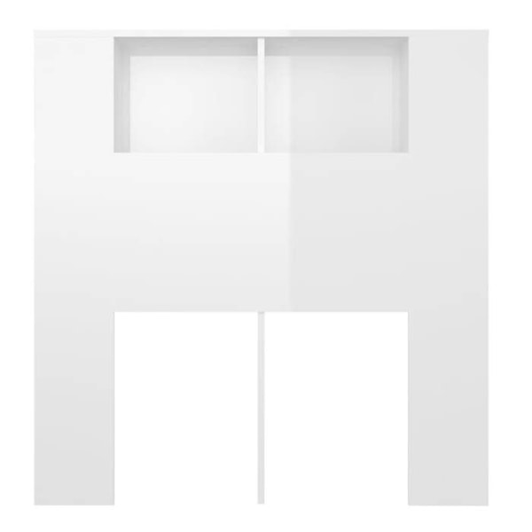 Hovedgærde med opbevaring, sengetilbehør, natbord, hylde 100 x 18,5 x 104,5 MDF hvid glans.