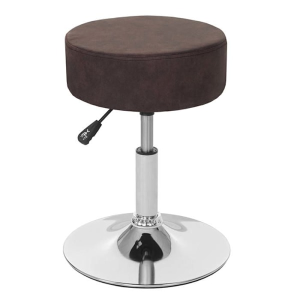 Höjdjusterbar pall Ø 35 imitatie mocka mörkbrun vintage