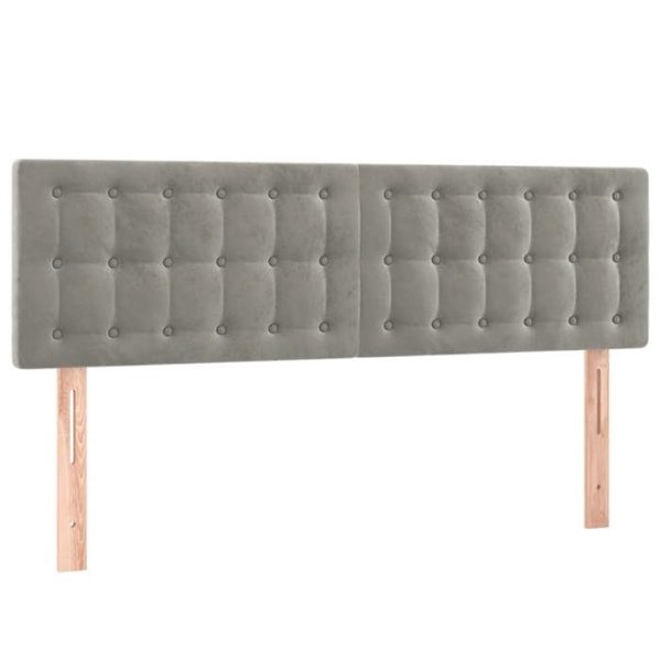 Sänggavel till sovrum, möbel med tuftad design, 2 delar, 72 x 5 x 78/88, ljusgrå sammet.