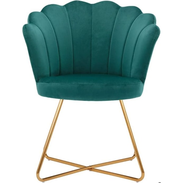 Retro design polstret stol i perlemor velour med krydsede gyldne ben