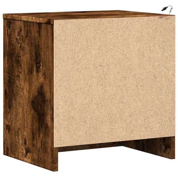 Sæt med 2 natborde med skuffer og LED 43 x 34 x 45 cm i brunt ingeniørtræ DEC032841 kastanj