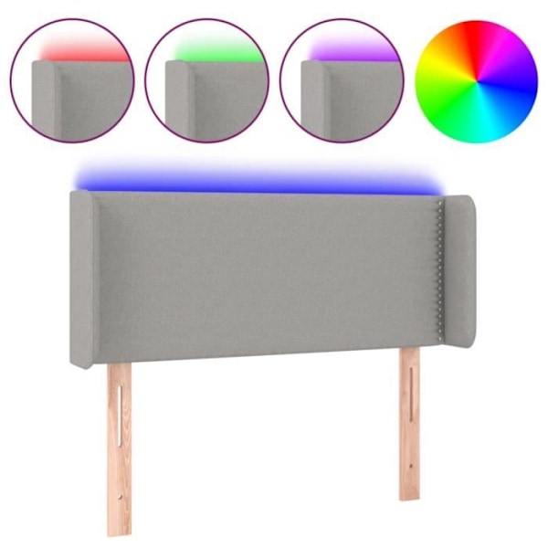 Sänggavel tillbehör sängrum möbel med LED 83 x 16 x 78/88 ljusgrå tyg