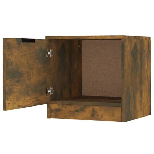 Sæt med 2 natborde med skab med dør 40 x 39 x 40 cm ingeniørtræ brun DEC035114 kastanj