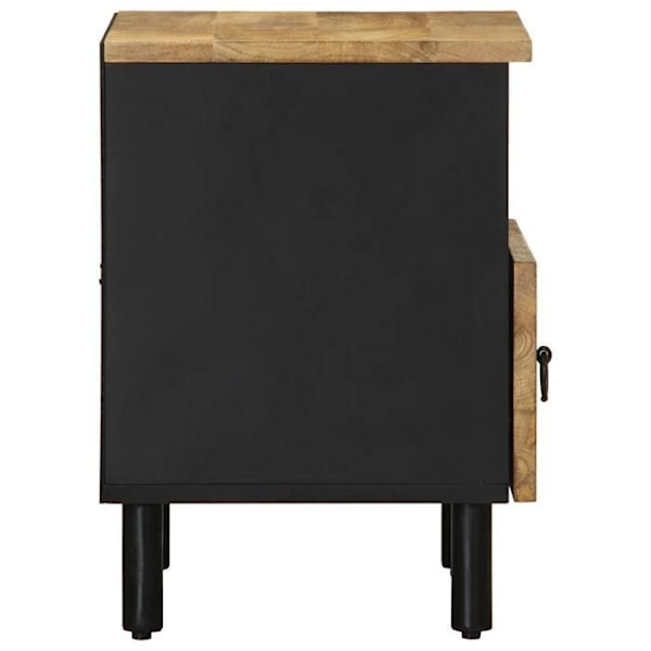 Nattbord med skuffe og hylde 40 x 33 x 46 cm mangotræ og sort jern DEC034411 kastanj