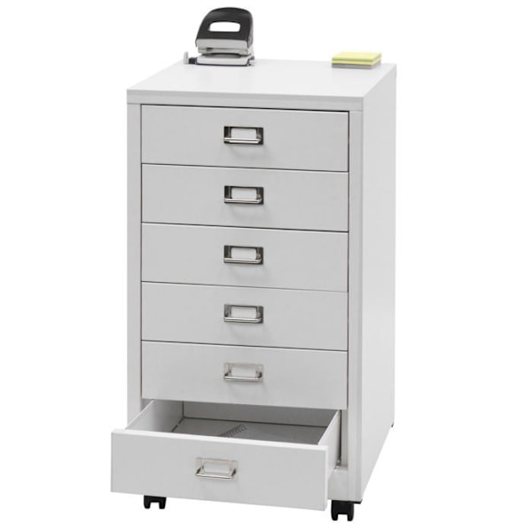 Caisson à tiroirs pour bureau 75 x 40 x 41 cm 6 tiroirs métal blanc 04_0008272 Vit