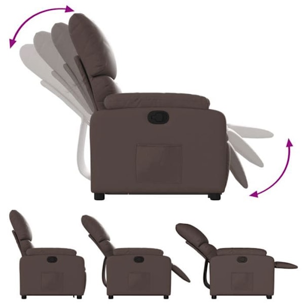 Fauteuil relax TV polstring komfortabel elektrisk løftefunktion i PVC brun DEC028031 kastanj