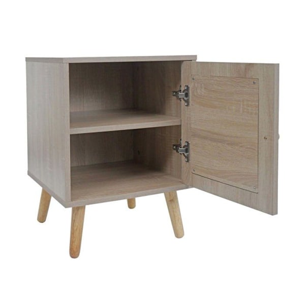 Nattens bord, sidebord med to opbevaringsrum i kubu, trælook eg og MDF 56x40x40 cm 04_0008529 kastanj