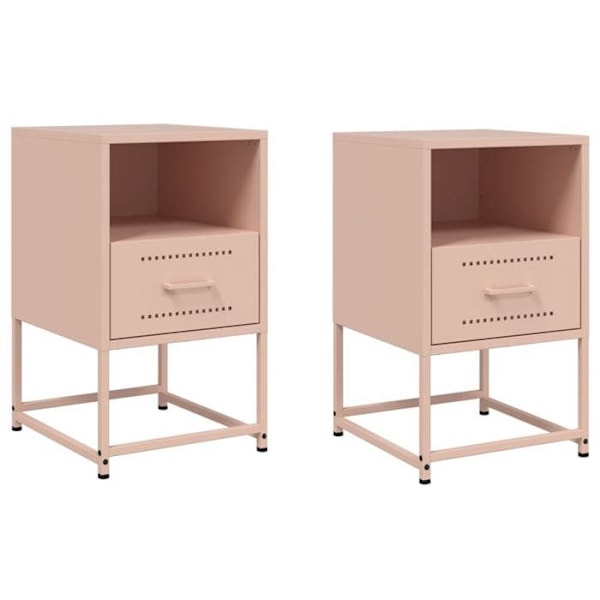 2 kpl yöpöytiä laatikolla ja avoimella lokero, mitat 36 x 39 x 60,5 cm, vaaleanpunainen teräs DEC035636 Rosa