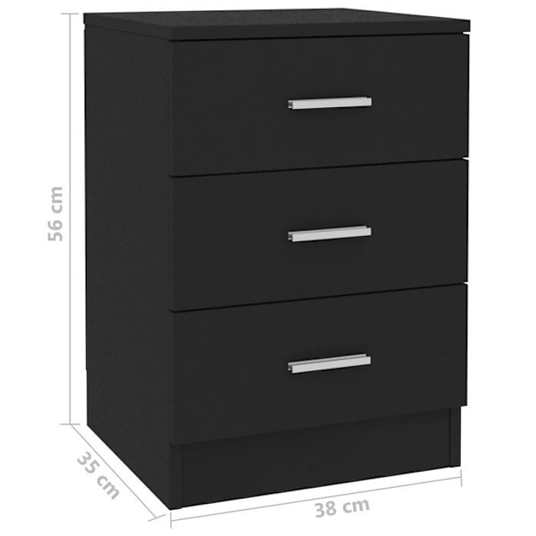 Natskab med 3 skuffer 38 x 35 x 56 cm sort ingeniørtræ DEC034380 kastanj