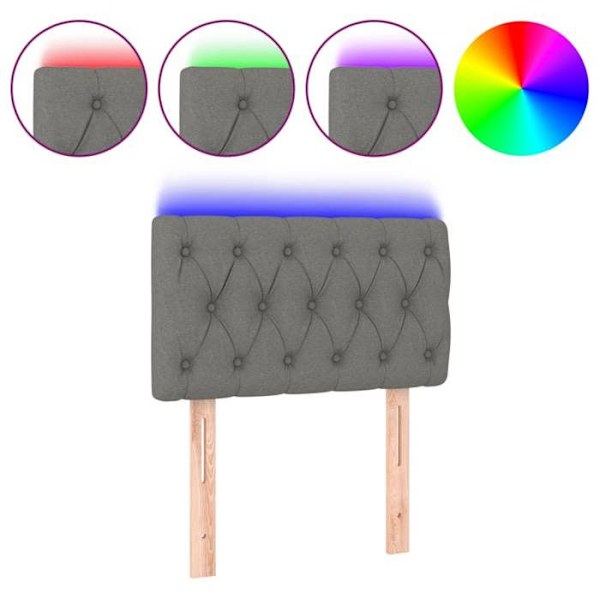 Hovedgærde til sengesæt soveværelse møbel med LED 80 x 7 x 78/88 cm lys grå stof TDL0201263 Grå