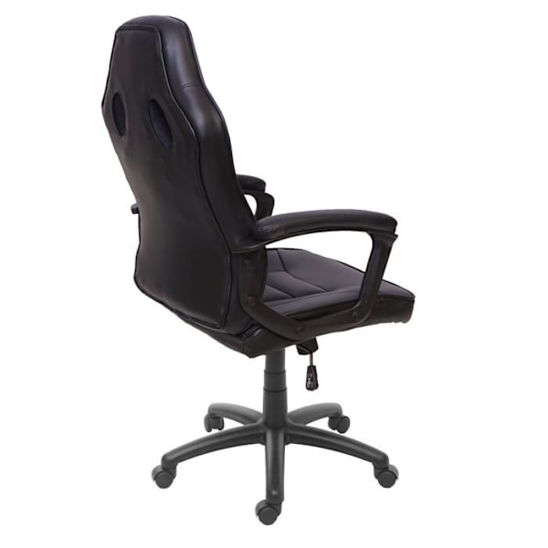 Ergonomisk snurrande gaming kontorsstol med hjul, justerbar höjd, syntetiskt material svart 04_0001839 Svart
