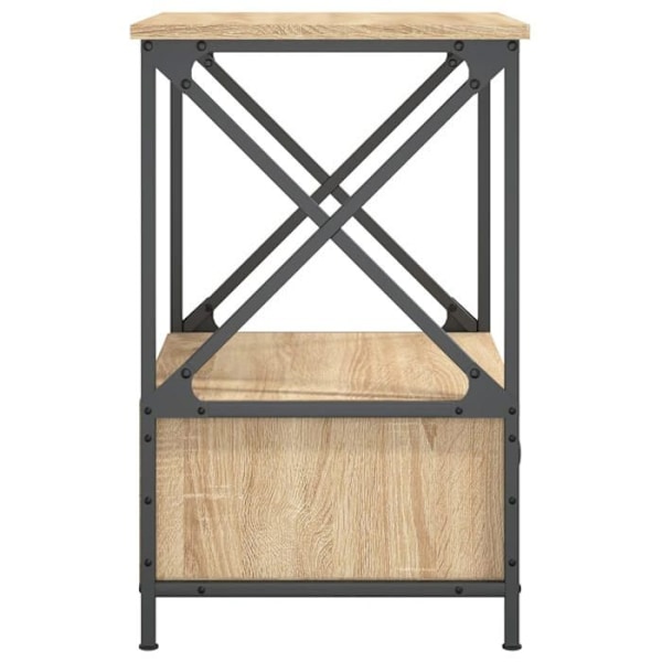 Sæt med 2 natborde med skuffe og hylde 50 x 41 x 65 cm ingeniørtræ i egetræ farve DEC035293 kastanj