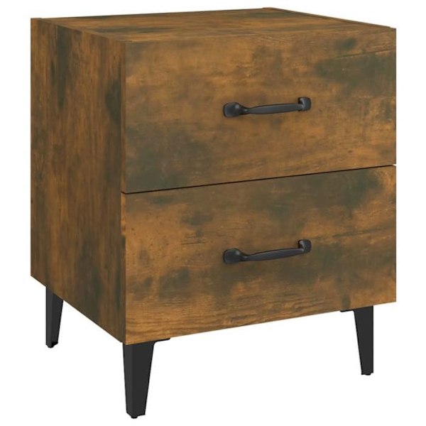 Set av 2 nattduksbord med två lådor 40 x 35 x 47,5 cm brun ingenjörsträ och metall DEC035088 kastanj