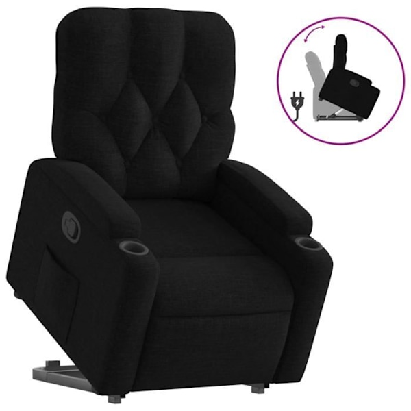 Fauteuil relax TV med behagelig polstring, elektrisk løftefunktion i sort stof DEC028112 Svart