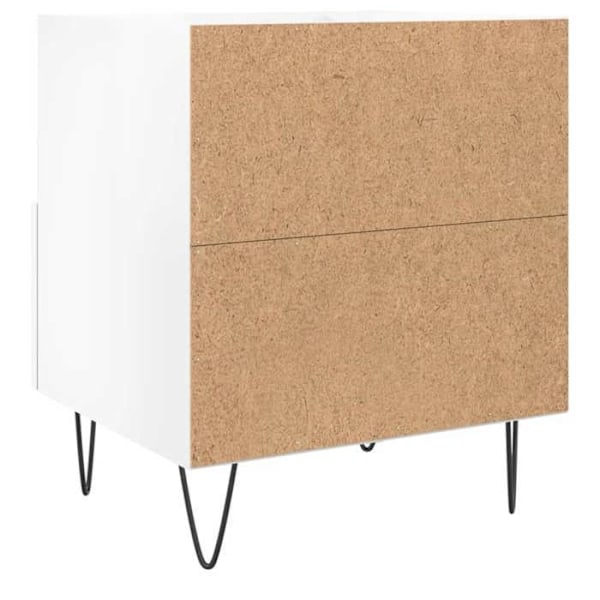 Sæt med 2 natborde med skuffe og åbent rum 40 x 35 x 47,5 cm hvidt ingeniørtræ og jern DEC034991 Vit