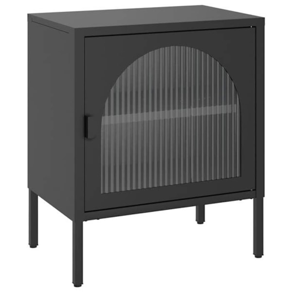 Sæt af 2 natborde med glasdør 50 x 35 x 60 cm glas og sort stål DEC035604 Svart
