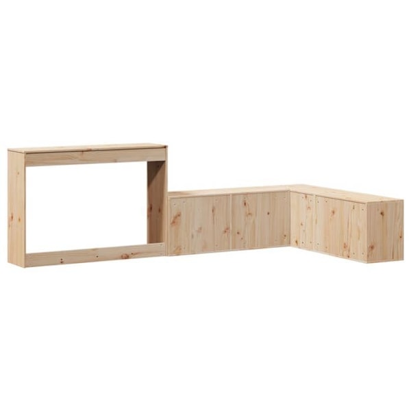 Sengebord med design skrivebord i L-form 232 x 122 x 75 cm fyrretræ DEC033115 kastanj