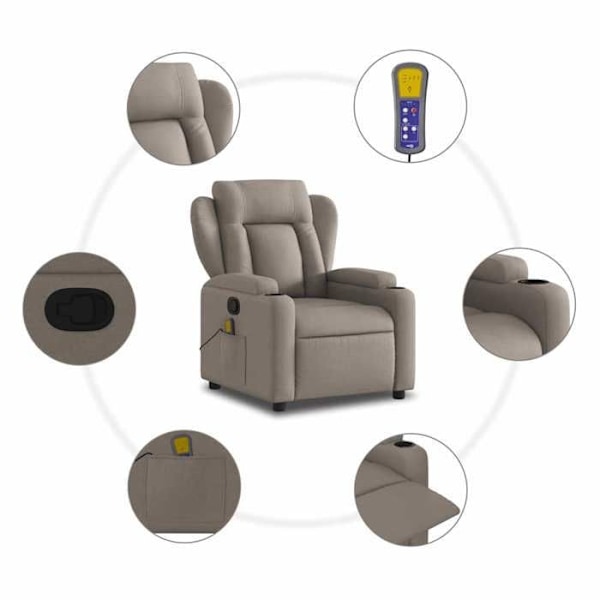TV afslapningsstol med massagefunktion, justerbar, 6 punkter for massage i taupe stof DEC027111 Mol