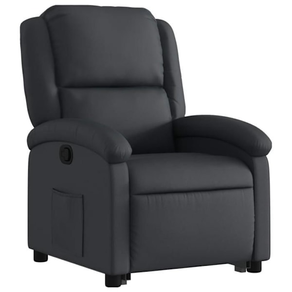 Fauteuil relax TV med komfortabel polstring, elektrisk løftefunktion i ægte sort læder DEC028065 Svart