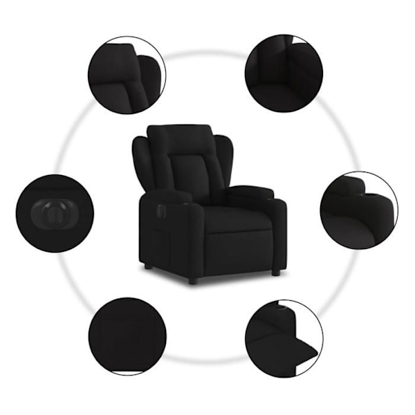 TV lænestol med elektrisk vippesystem, meget komfortabel i sort stof DEC028507 Svart
