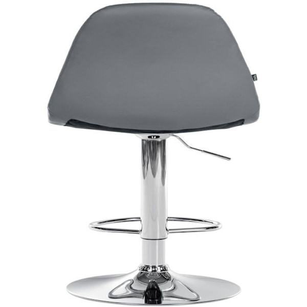 Bar Stool x1 with adjustable height footrest swivel gray PVC seat chrome metal frame 10_0004823 Grå