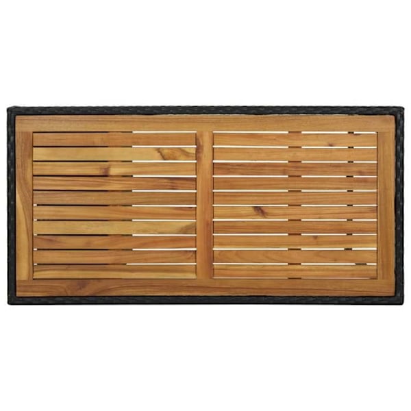 Monikäyttöinen apupöytä säilytyksellä 120 x 60 x 110 cm musta rottinki, puu ja teräs DEC036335 kastanj