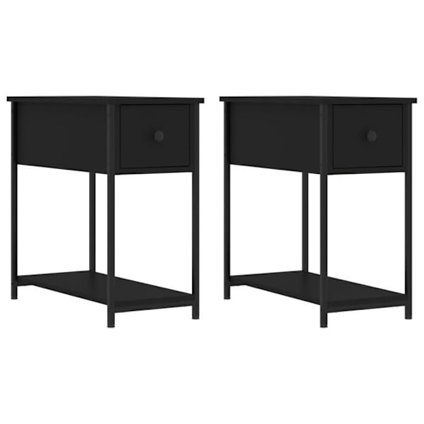 Sæt af 2 natborde med skuffe og hylde 30 x 60 x 60 cm sort ingeniørtræ DEC035457 kastanj