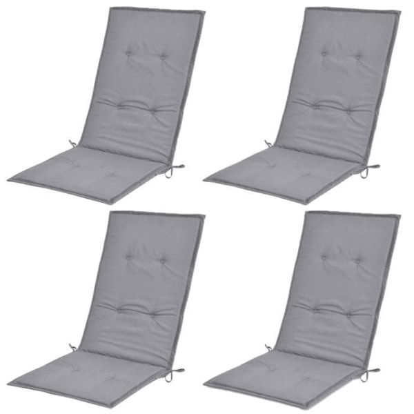 Sæt med 4 grå havestolspuder i stof 120 x 50 x 3