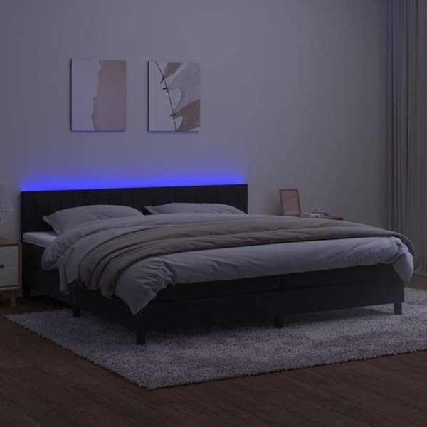 LED-sänkykehys musta samettipääty, 200 x 200 patja