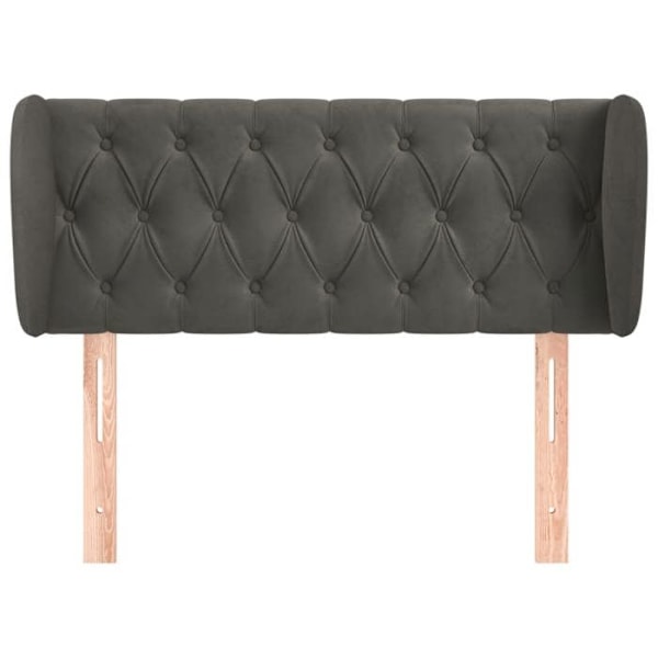 Hovedgærde til soveværelse, polstret sengemøbel med sidekant 93 x 23 x 78/88 cm i mørkegrå fløjl