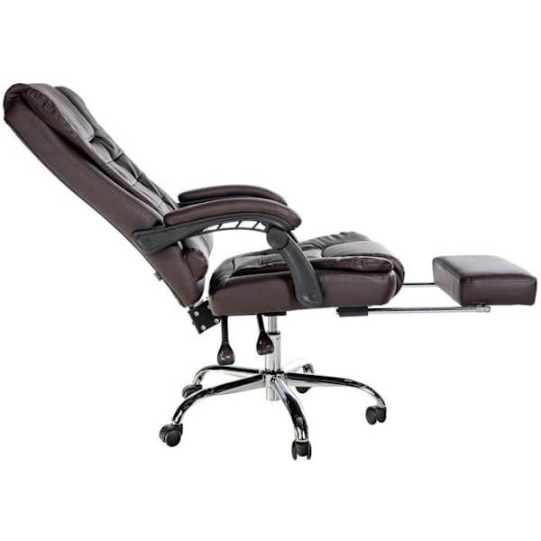 Ergonomisk kontorstol generøst polstret med fodstøtte i brun PVC og krommetal 10_0002565 kastanj