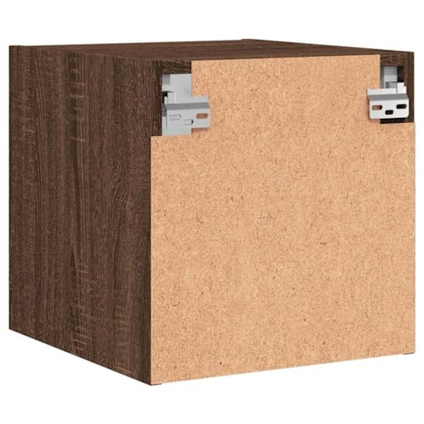 Væghængt natbord med glasdør 35 x 37 x 35 cm ingenieurtræ brun DEC033269 kastanj