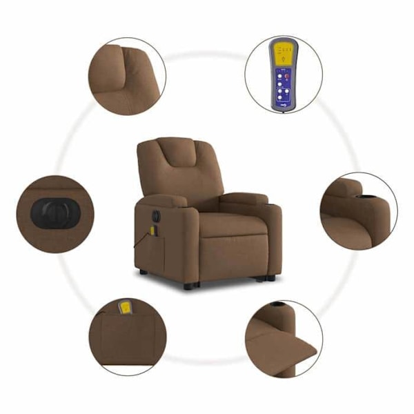 Massagefåtölj med lutningsfunktion och elektrisk lyftfunktion i brun tyg DEC027795 kastanj