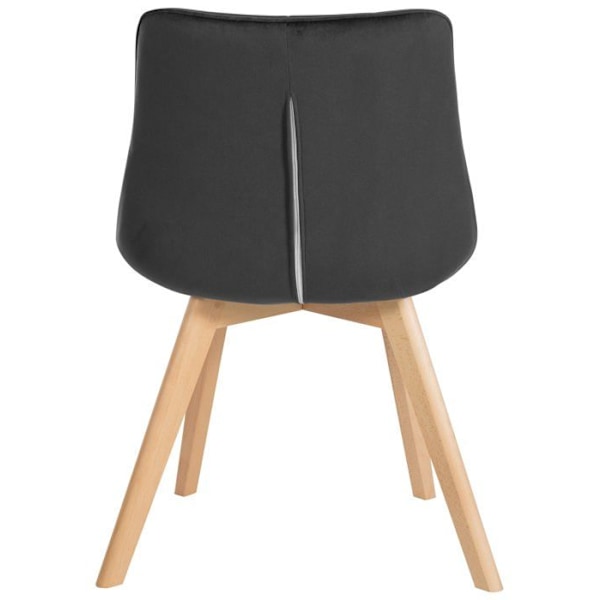 Stole til spisestue x1 skandinavisk design med firkantede syninger i sort velour, ben i lys træ 10_0002190 kastanj