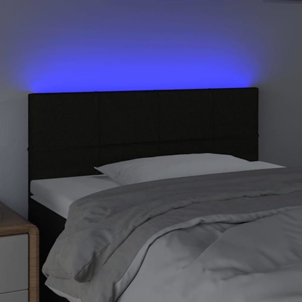 Hovedgavl - Ikke specificeret - 90x5x78/88 cm - Sort stof - Farvet LED - Moderne design Svart