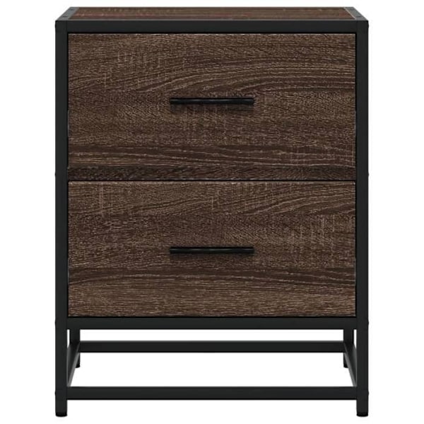 Sæt af 2 natborde med to skuffer 40 x 31 x 50 cm ingeniørtræ brun og stål DEC035162 kastanj