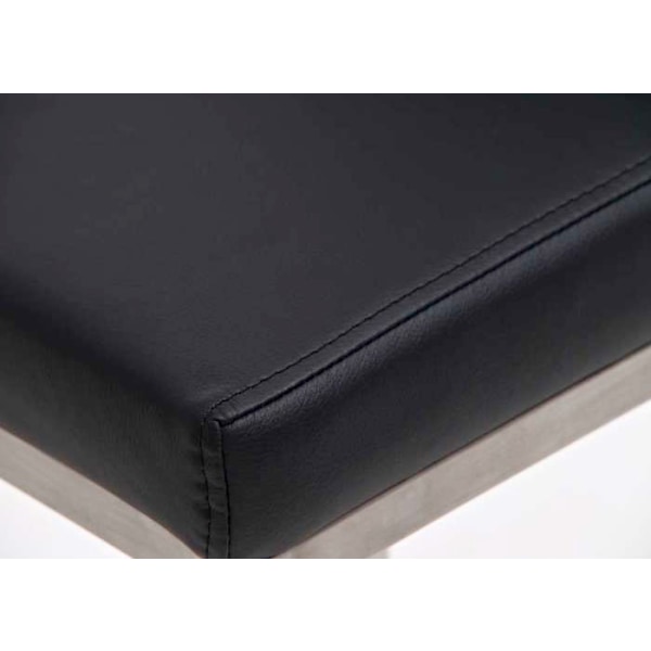 Barstol x1 med fodstøtte, firkantet base i rustfrit stål, sæde i sort PVC 10_0005308 Svart