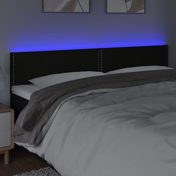 Sengehoved tilbehør til soveværelse møbel med LED 200 x 5 x 78/88 cm sort stof TDL0200624 Svart