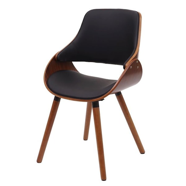 Retro design köksmatstol i svart syntet med ben i brunt trä 04_0002218 kastanj
