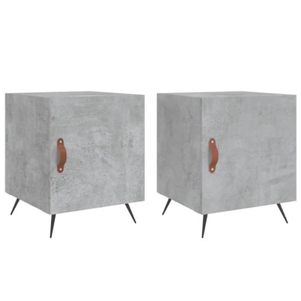 Sæt med 2 natborde med rum og dør 40 x 40 x 50 cm grå ingeniørtræ DEC035391 kastanj