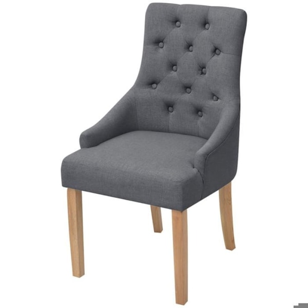 Set med 2 matstolar i modern stil med mörkgrå tygklädd klädd ryggstöd