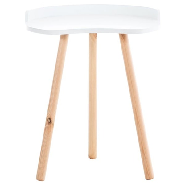 Skandinavisk design sidobord höjd 54 cm i bönform av MDF i vitt och ben i trä 10_0005515 Vit