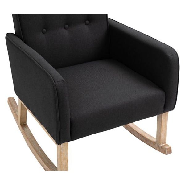 Gyngestol - Moderne design - Sort stof - Træben