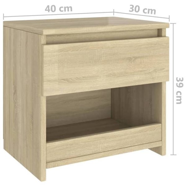 Sæt med 2 natborde med skuffe og åbent rum 40 x 30 x 39 cm spånplade i egetræsfarve DEC035228 Grön