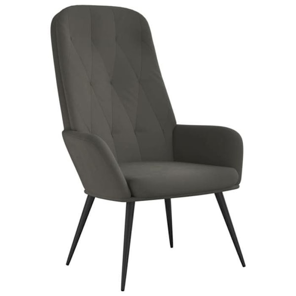 Lounge stol, moderne design, mørkegrå, gråt velour, DEC026700 Grå