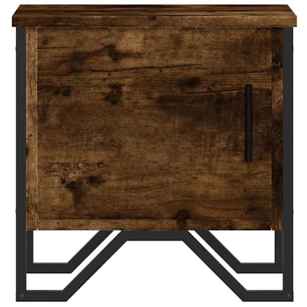 2 kpl yöpöytiä, joissa on ovi ja lokero 40 x 30 x 40 cm, ruskea rakennusmateriaali ja metalli DEC035077 kastanj
