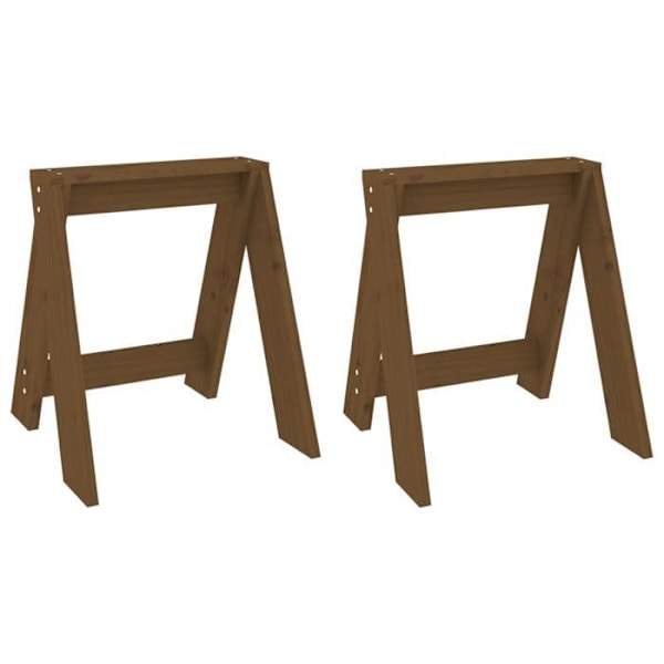 Sæt med 2 design taburetter, enkel siddekomfort 40 x 40 x 45 cm i massivt brunt fyrretræ DEC026408 kastanj