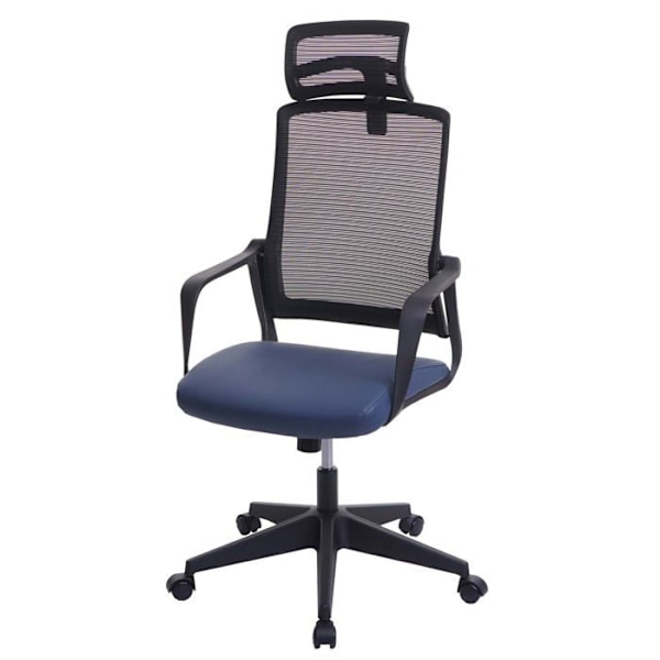 Ergonomisk kontorsstol med svängbart sits, armstöd och ryggstöd i blågrå mesh 04_0001879 Blå
